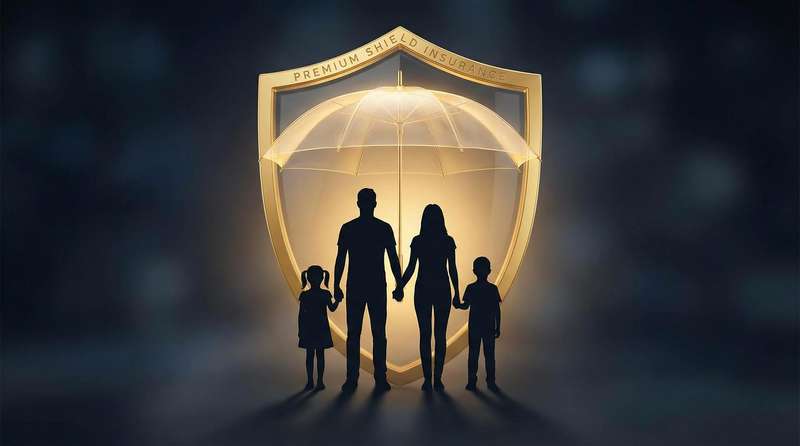 Familie, die durch eine gute Absicherung geschützt ist